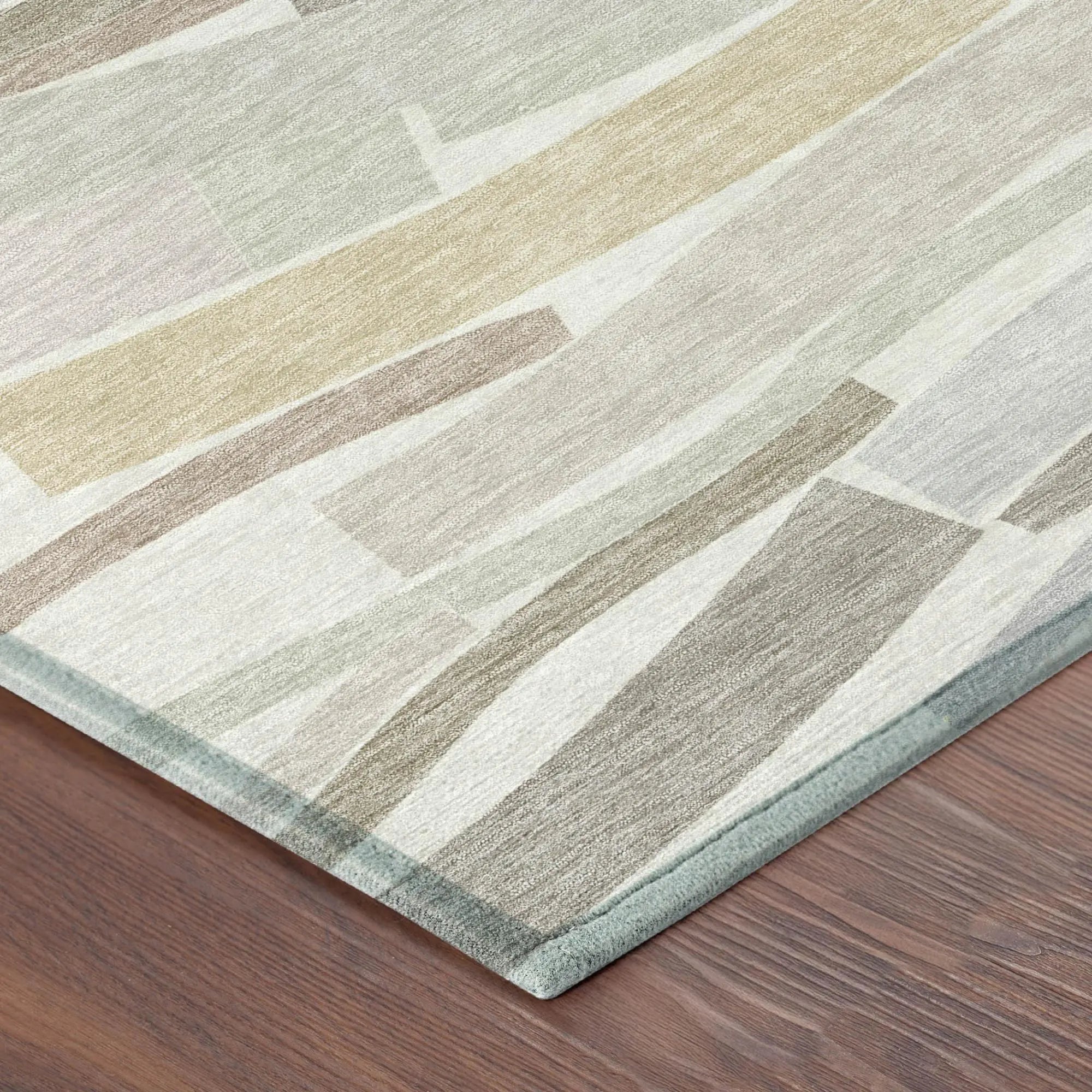 5' X 8' Ivory And Silver Striped Washable Indoor Outdoor Area Rug Homeroots Outdoor