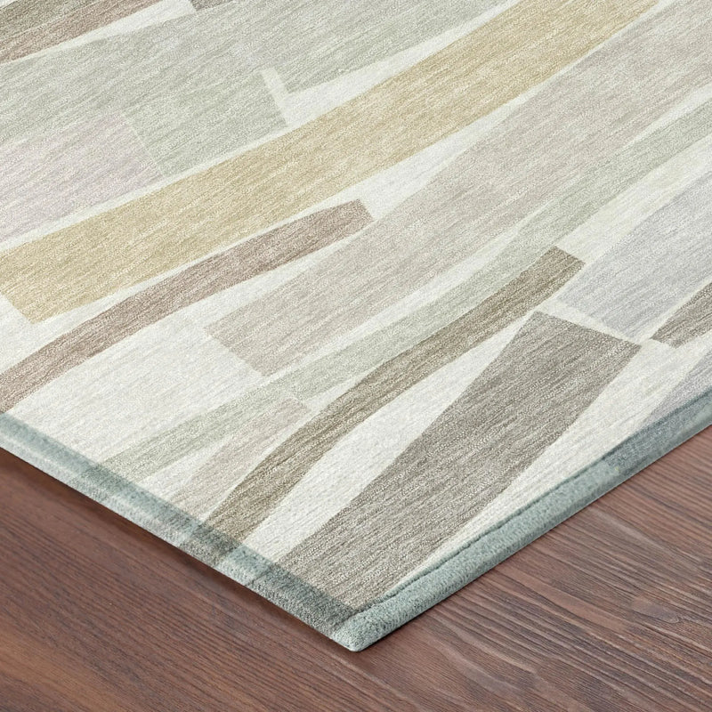 5' X 8' Ivory And Silver Striped Washable Indoor Outdoor Area Rug Homeroots Outdoor