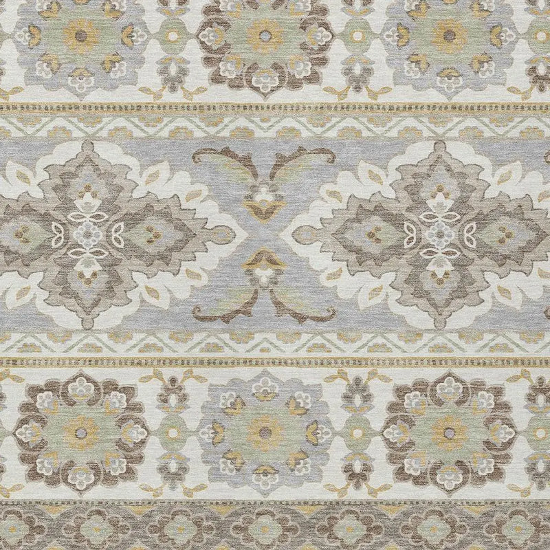 5' X 8' Ivory And Silver Tribal Washable Indoor Outdoor Area Rug Homeroots Outdoor