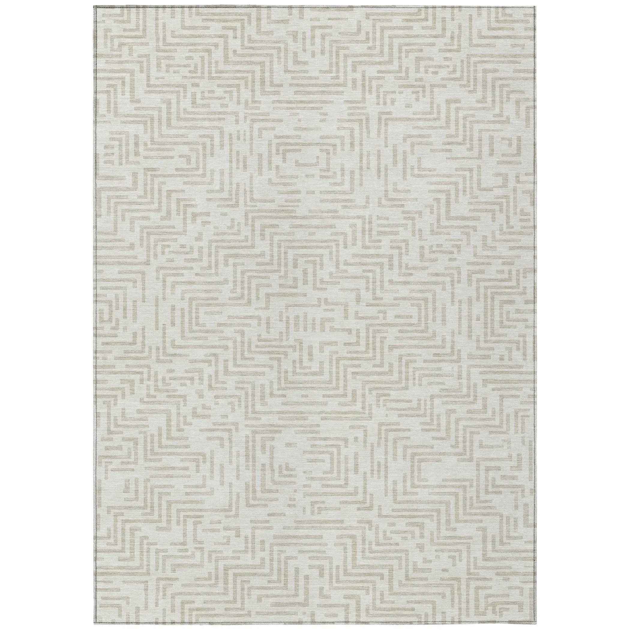 5' X 8' Ivory And Sky Blue Geometric Washable Indoor Outdoor Area Rug Homeroots Outdoor
