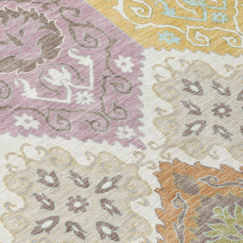 5' X 8' Ivory And Sky Blue Geometric Washable Indoor Outdoor Area Rug Homeroots Outdoor