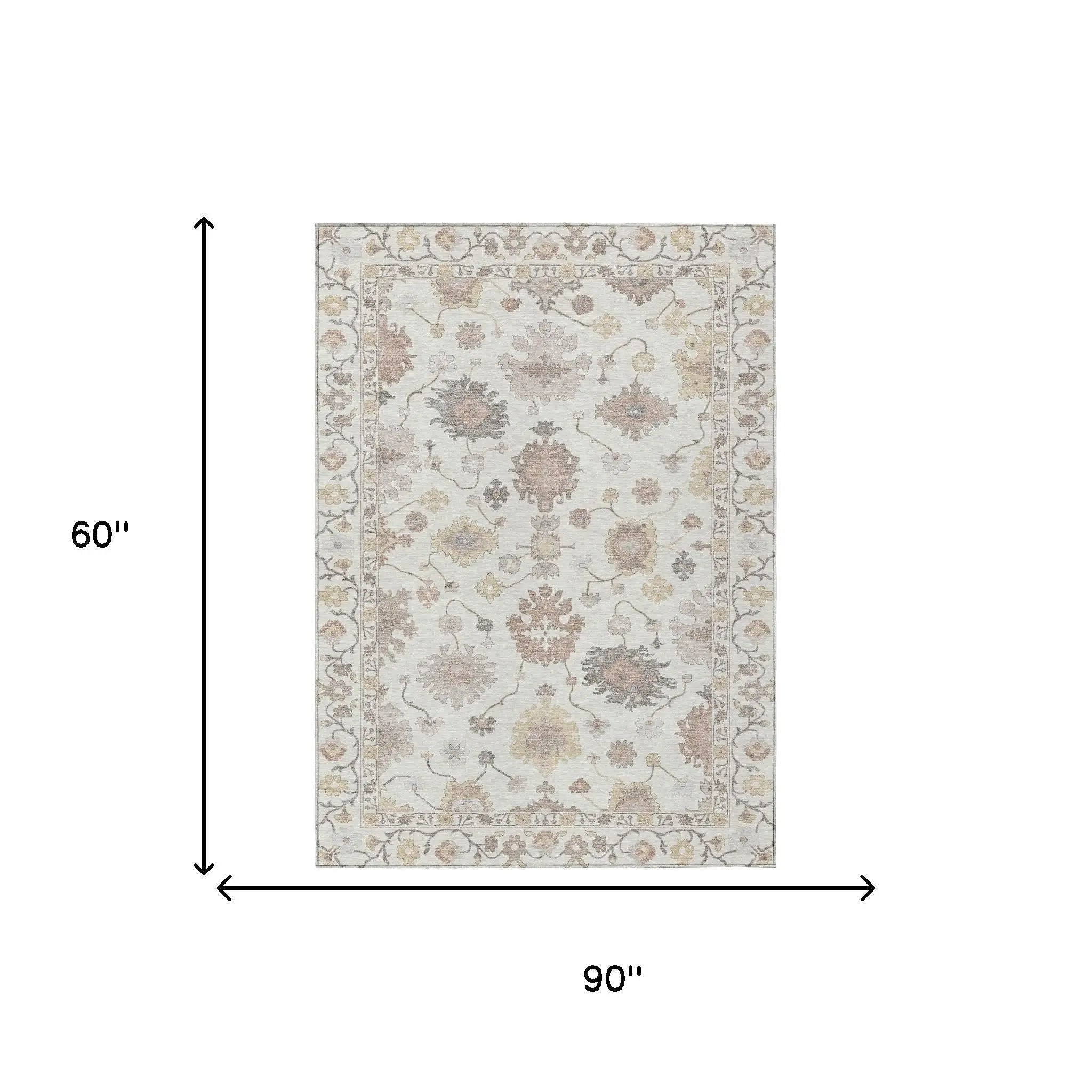 5' X 8' Ivory And Sky Blue Oriental Washable Indoor Outdoor Area Rug Homeroots Outdoor