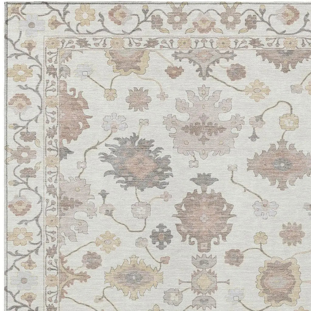 5' X 8' Ivory And Sky Blue Oriental Washable Indoor Outdoor Area Rug Homeroots Outdoor