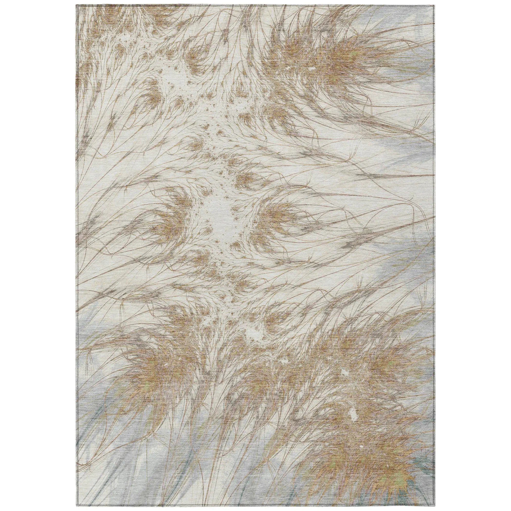 5' X 8' Ivory And Taupe Oriental Washable Indoor Outdoor Area Rug Homeroots Outdoor