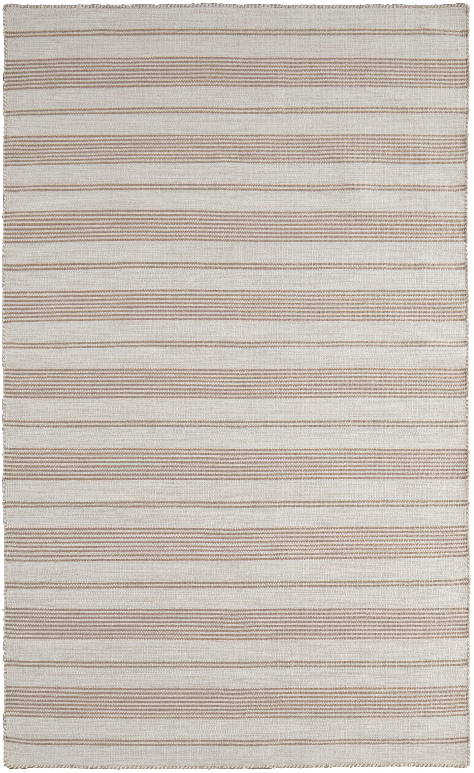 5' X 8' Ivory And Taupe Striped Hand Woven Area Rug Homeroots Outdoor