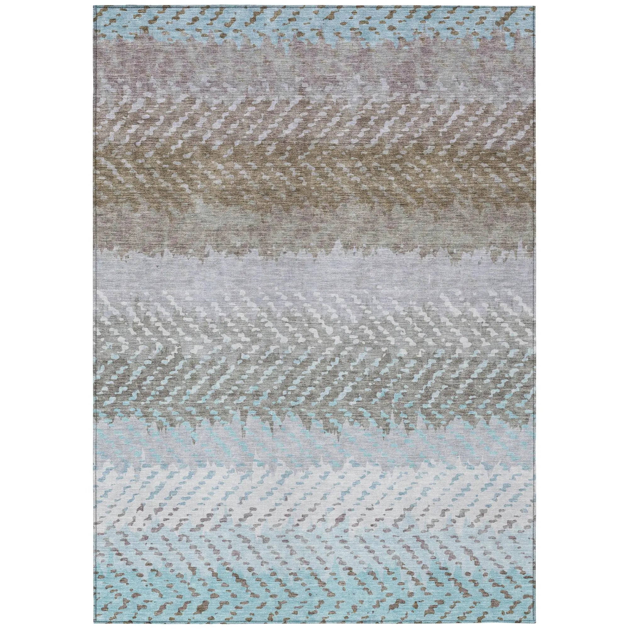 5' X 8' Ivory And Taupe Striped Washable Indoor Outdoor Area Rug Homeroots Outdoor