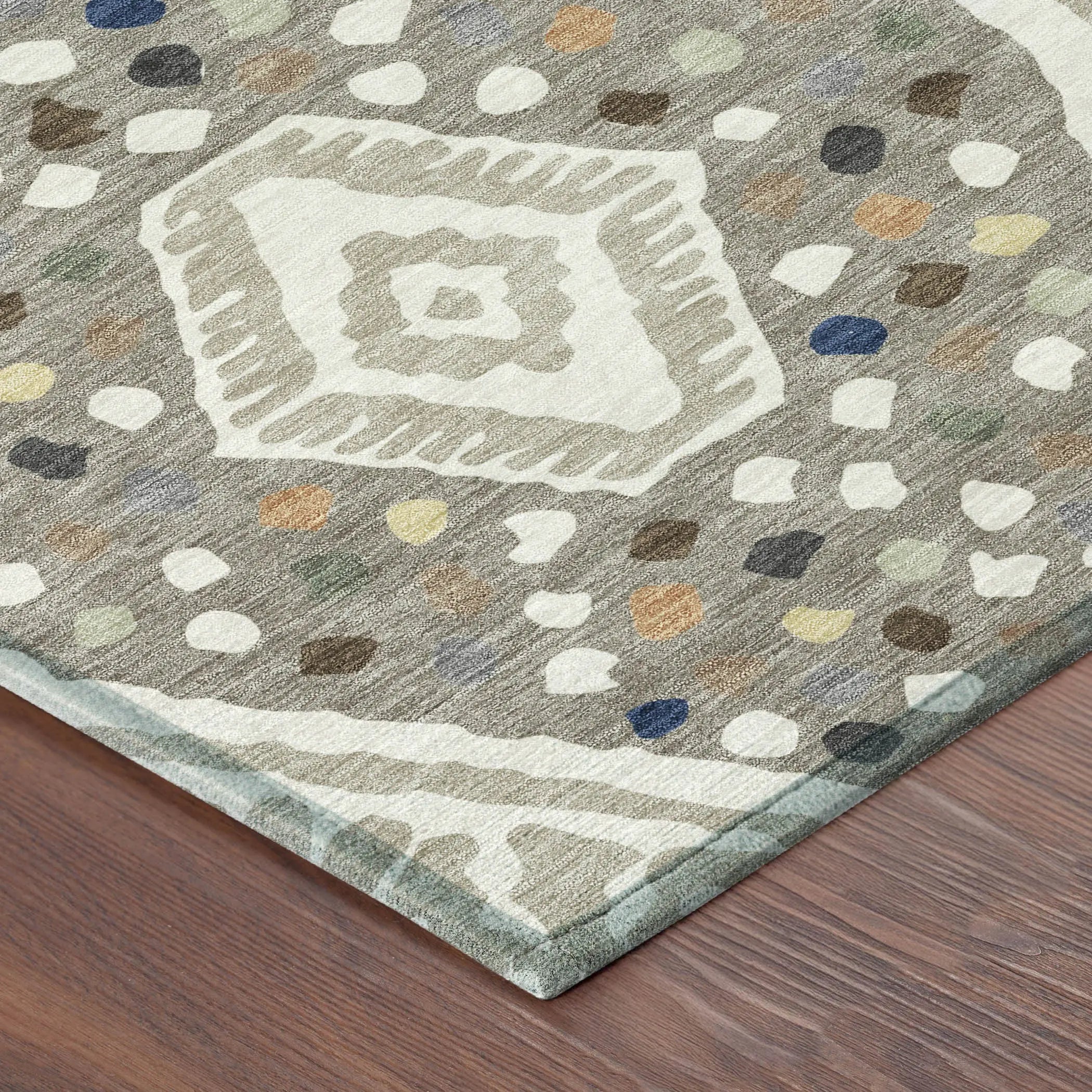 5' X 8' Ivory And Taupe Tribal Washable Indoor Outdoor Area Rug Homeroots Outdoor