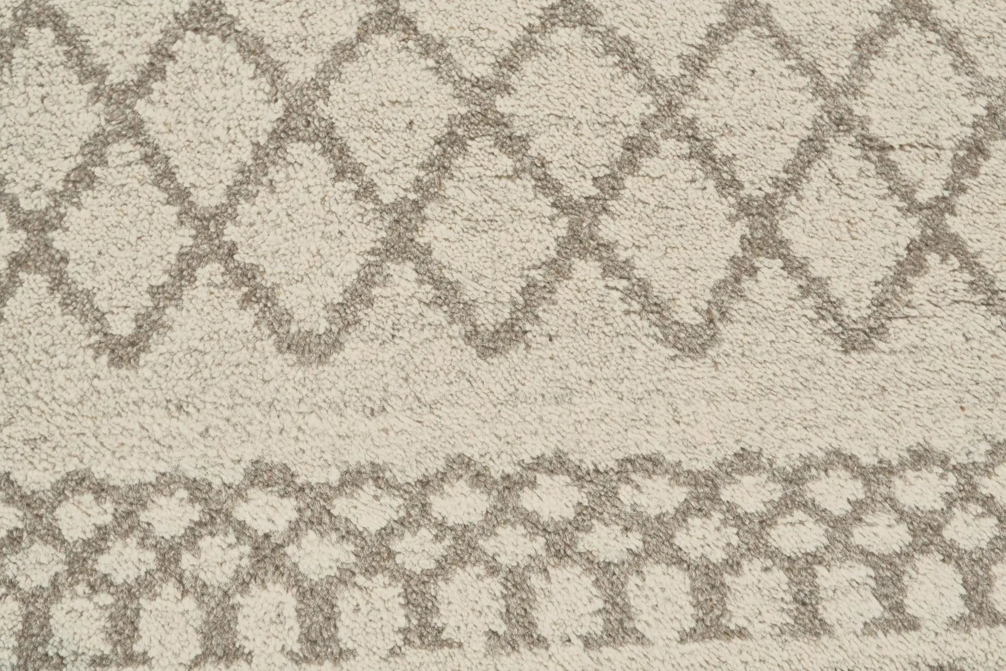 5' X 8' Ivory And Taupe Wool Geometric Hand Knotted Area Rug Homeroots Home Decor