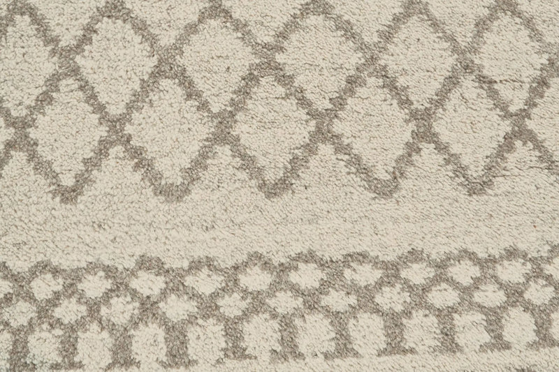 5' X 8' Ivory And Taupe Wool Geometric Hand Knotted Area Rug Homeroots Home Decor