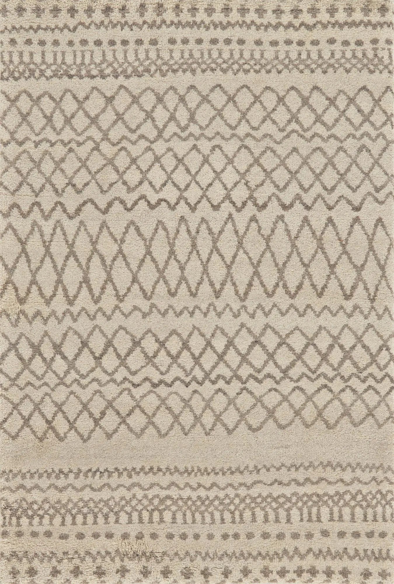5' X 8' Ivory And Taupe Wool Geometric Hand Knotted Area Rug Homeroots Home Decor
