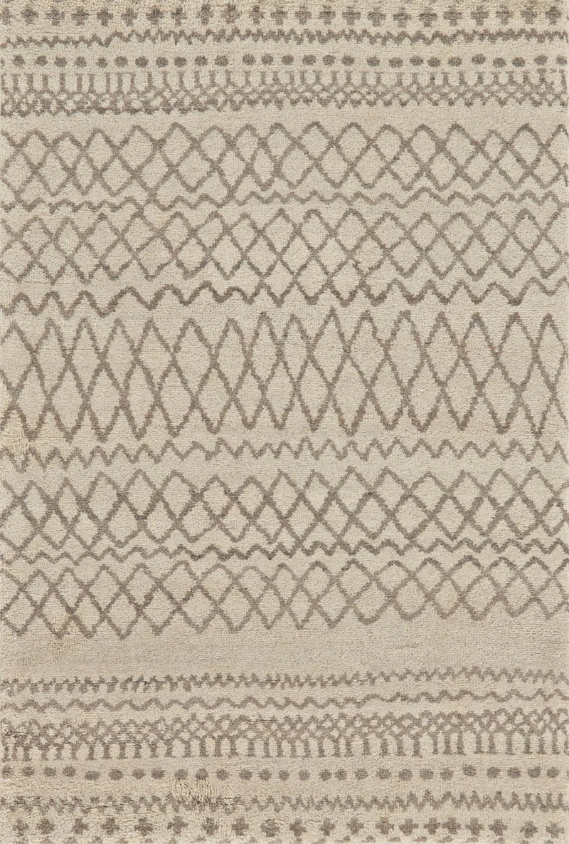 5' X 8' Ivory And Taupe Wool Geometric Hand Knotted Area Rug Homeroots Home Decor