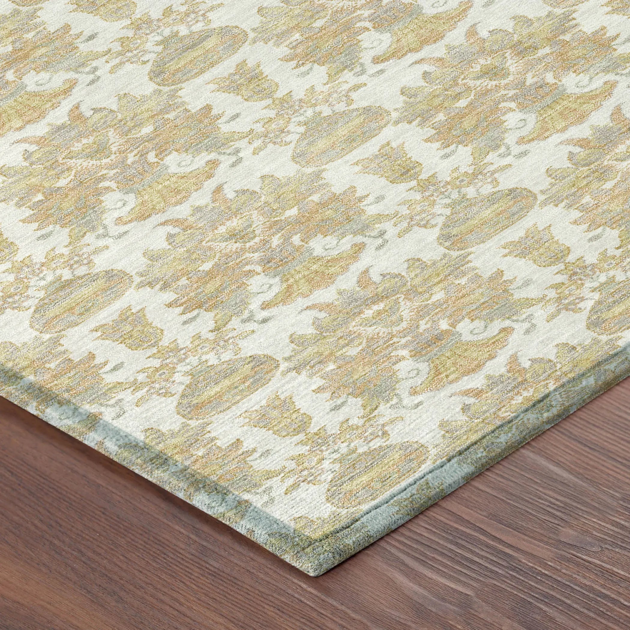 5' X 8' Ivory And Wheat Floral Washable Indoor Outdoor Area Rug Homeroots Outdoor