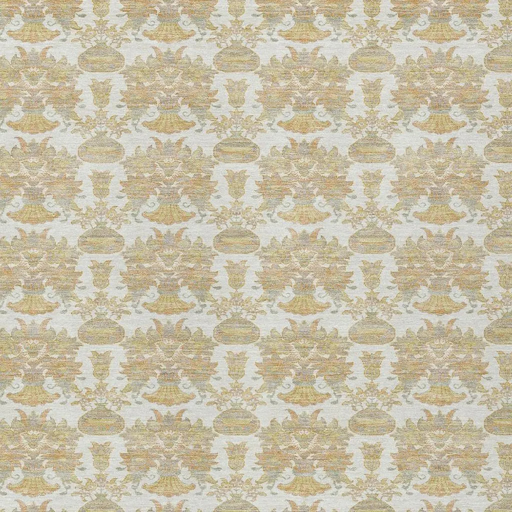 5' X 8' Ivory And Wheat Floral Washable Indoor Outdoor Area Rug Homeroots Outdoor