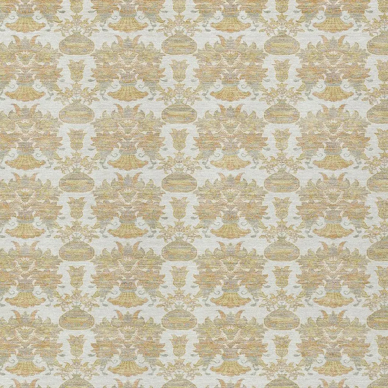 5' X 8' Ivory And Wheat Floral Washable Indoor Outdoor Area Rug Homeroots Outdoor