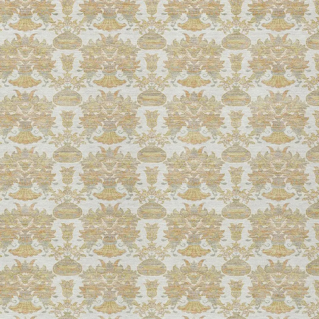 5' X 8' Ivory And Wheat Floral Washable Indoor Outdoor Area Rug Homeroots Outdoor