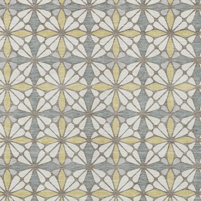5' X 8' Ivory And Wheat Geometric Washable Indoor Outdoor Area Rug Homeroots Outdoor