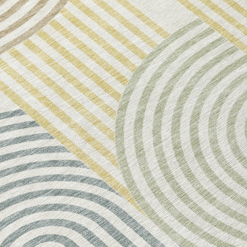 5' X 8' Ivory And Wheat Geometric Washable Indoor Outdoor Area Rug Homeroots Outdoor