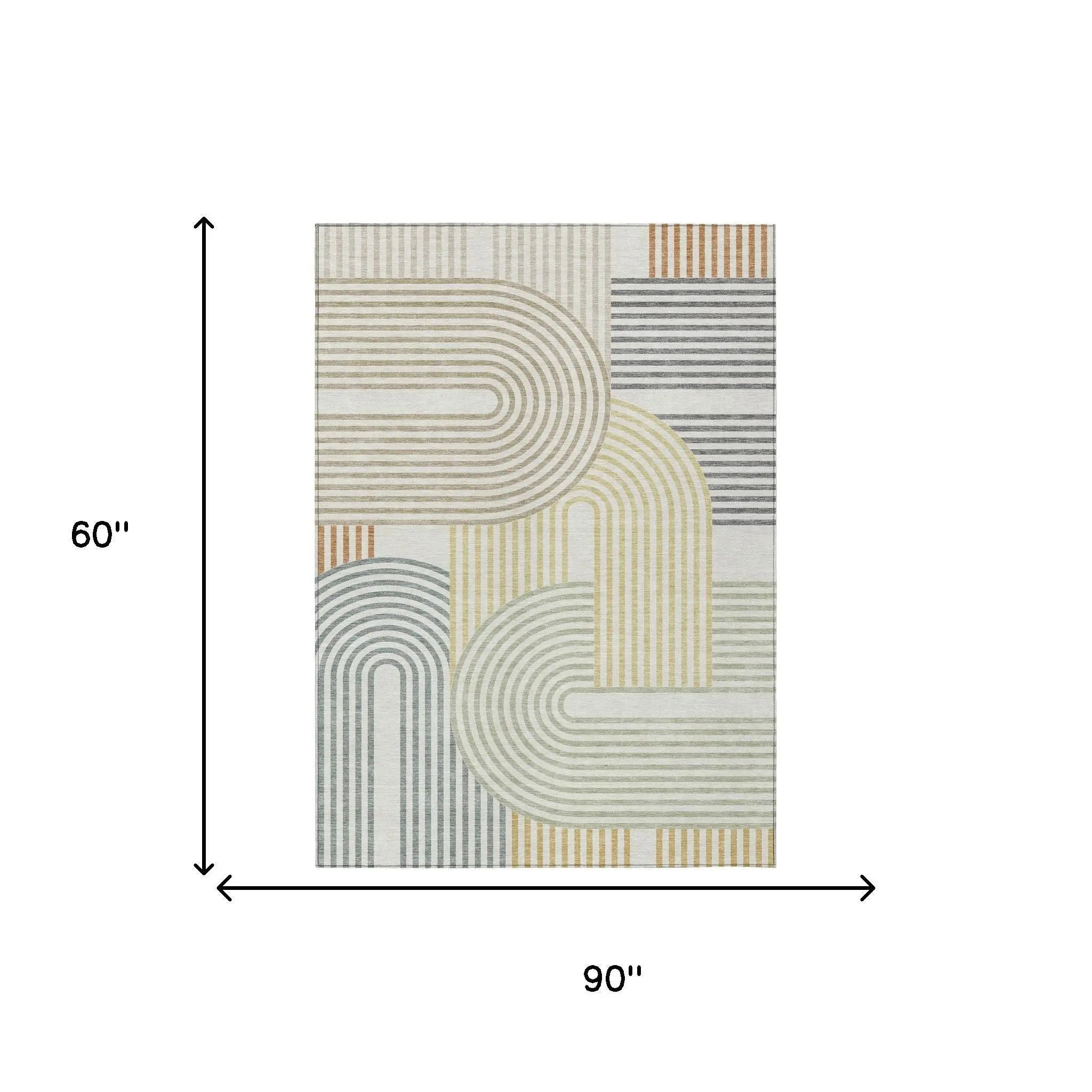5' X 8' Ivory And Wheat Geometric Washable Indoor Outdoor Area Rug Homeroots Outdoor