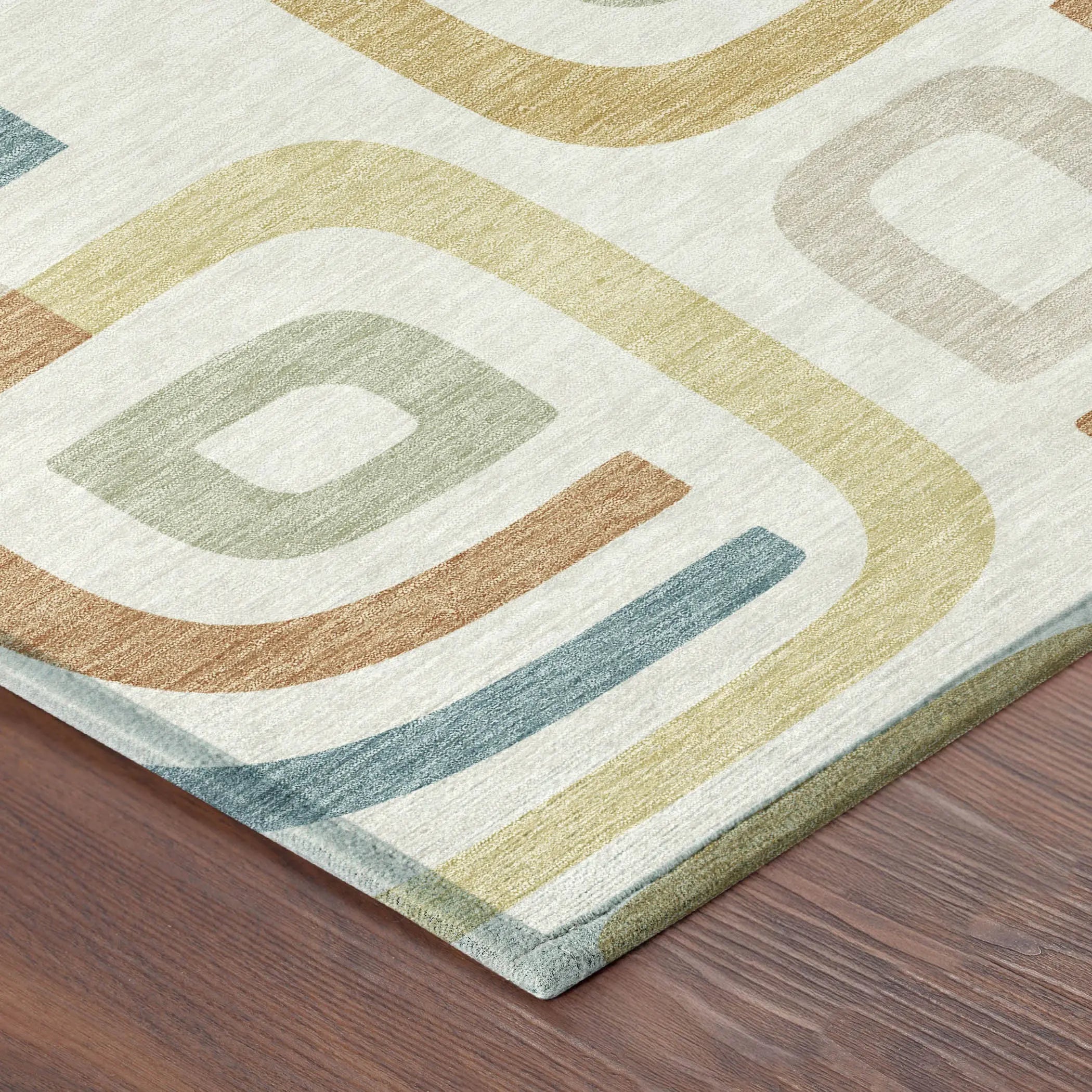 5' X 8' Ivory And Wheat Geometric Washable Indoor Outdoor Area Rug Homeroots Outdoor