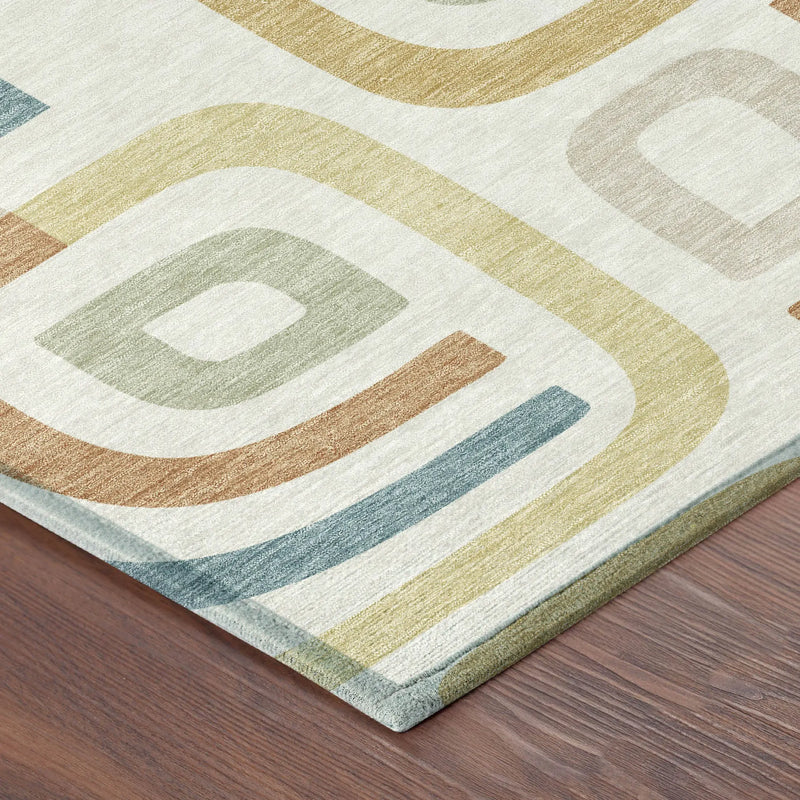 5' X 8' Ivory And Wheat Geometric Washable Indoor Outdoor Area Rug Homeroots Outdoor