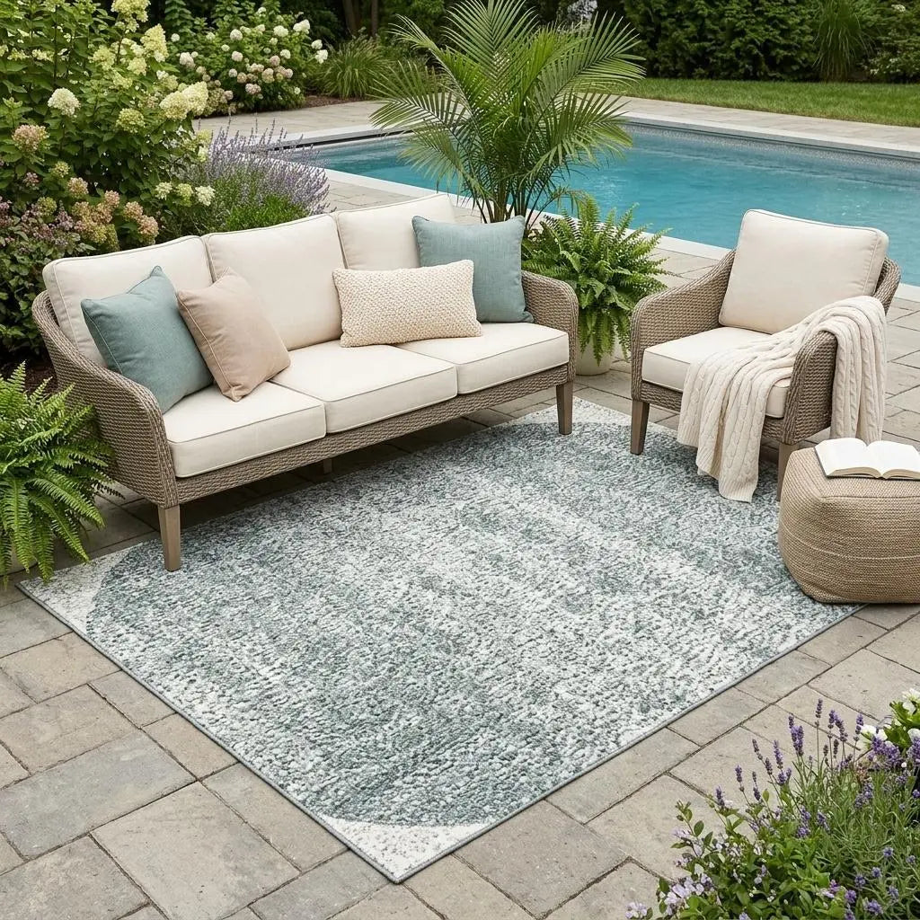 5' X 8' Ivory And Wheat Geometric Washable Indoor Outdoor Area Rug Homeroots Outdoor