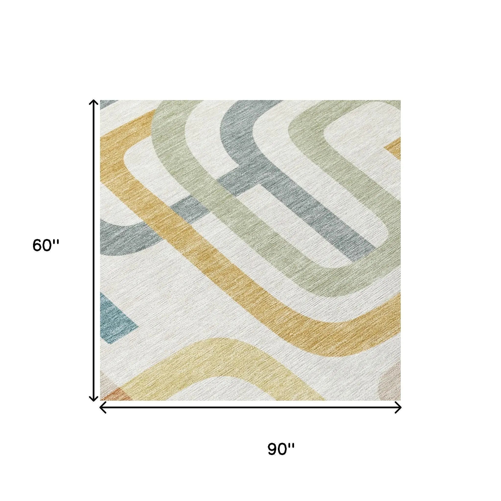 5' X 8' Ivory And Wheat Geometric Washable Indoor Outdoor Area Rug Homeroots Outdoor