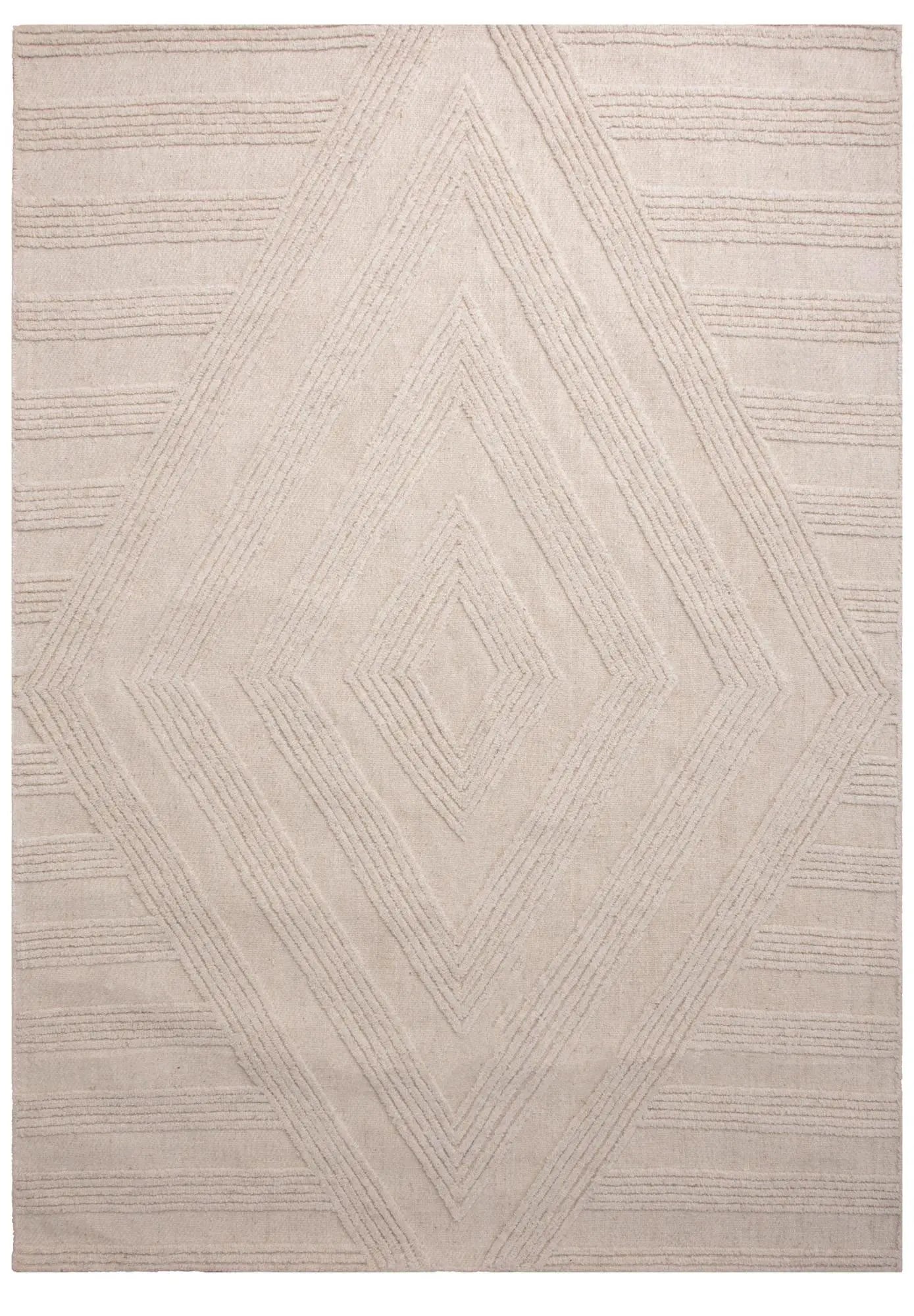 5' X 8' Ivory And White Wool Diamond Hand Tufted Area Rug Homeroots Home Decor
