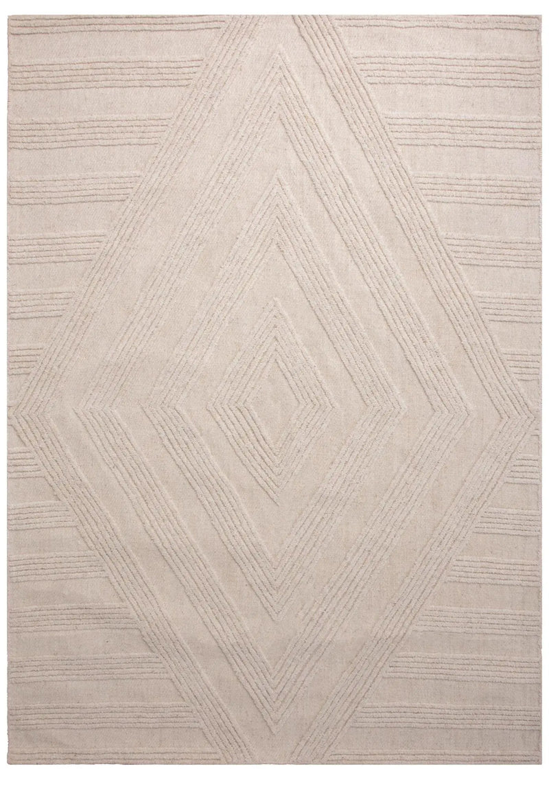 5' X 8' Ivory And White Wool Diamond Hand Tufted Area Rug Homeroots Home Decor