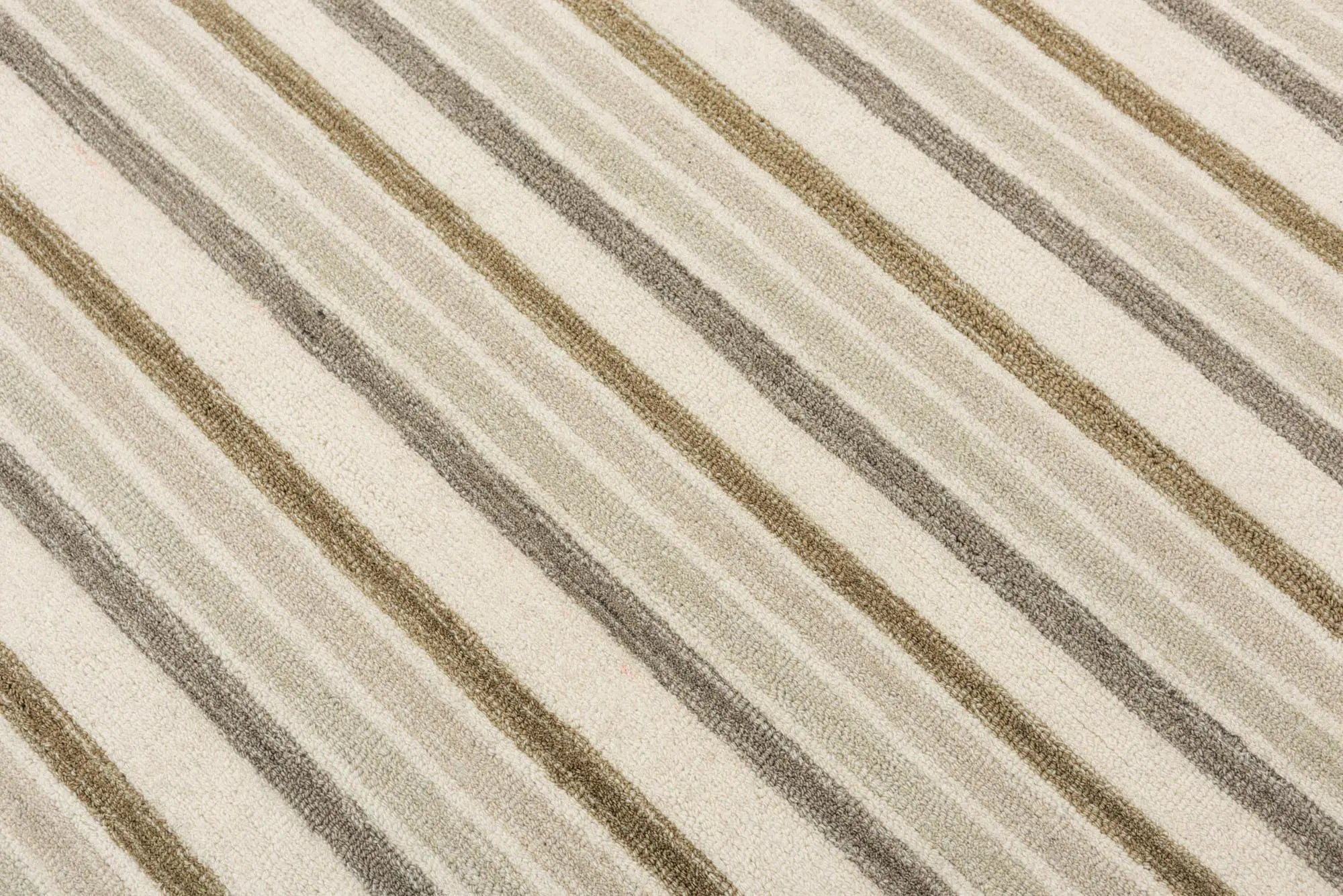 5' X 8' Ivory Beige And Brown Wool Striped Hand Tufted Area Rug Homeroots Home Decor