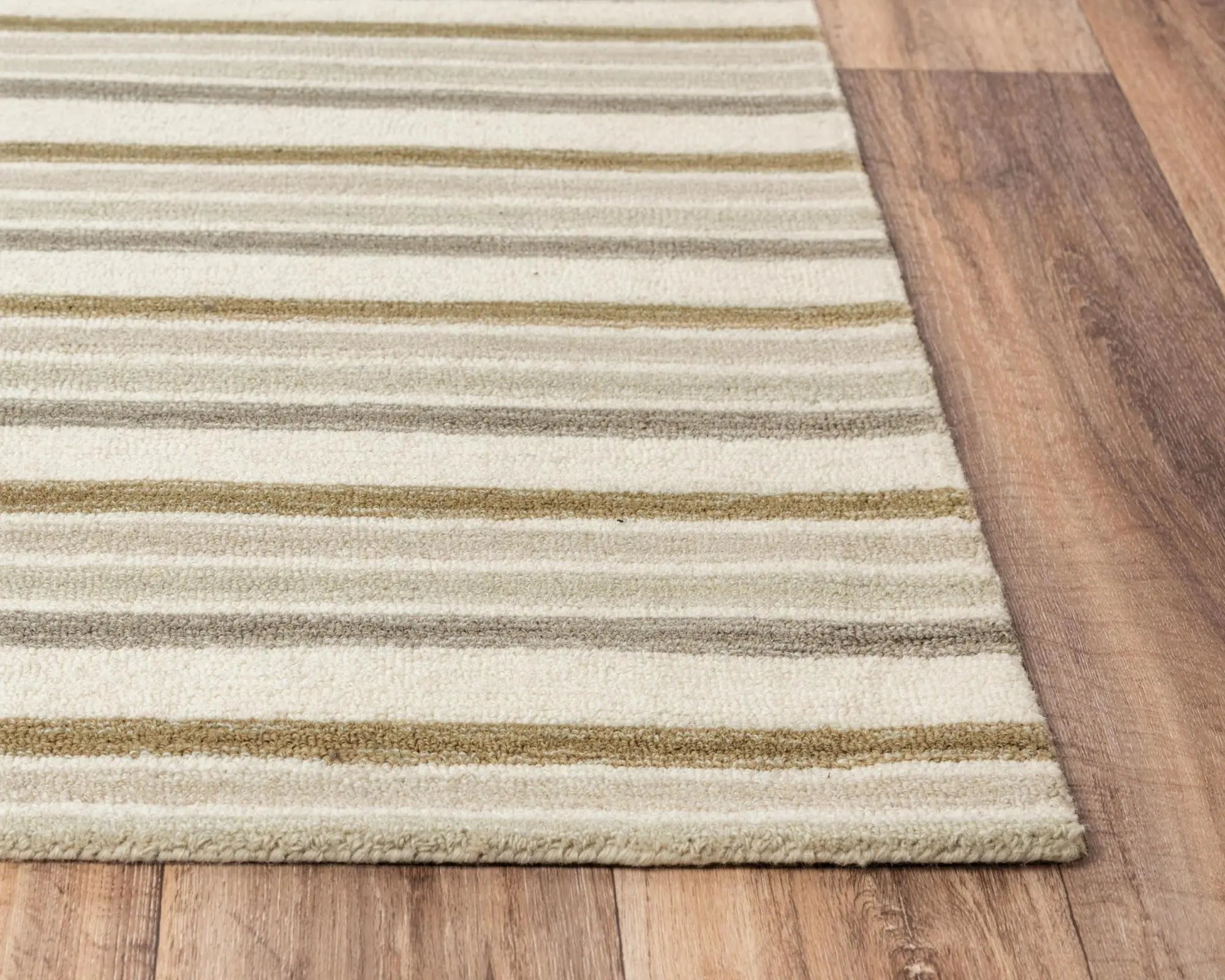 5' X 8' Ivory Beige And Brown Wool Striped Hand Tufted Area Rug Homeroots Home Decor