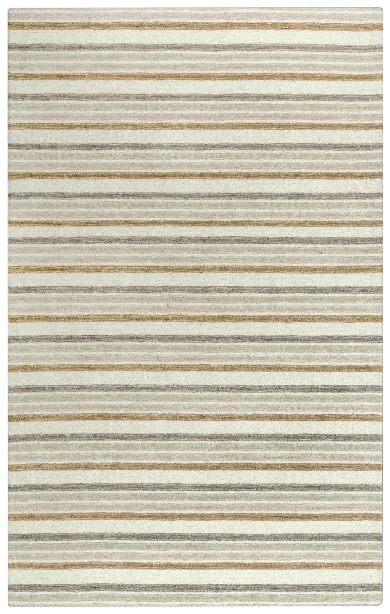 5' X 8' Ivory Beige And Brown Wool Striped Hand Tufted Area Rug Homeroots Home Decor