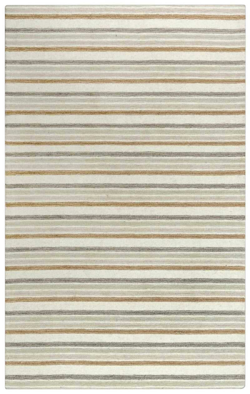 5' X 8' Ivory Beige And Brown Wool Striped Hand Tufted Area Rug Homeroots Home Decor