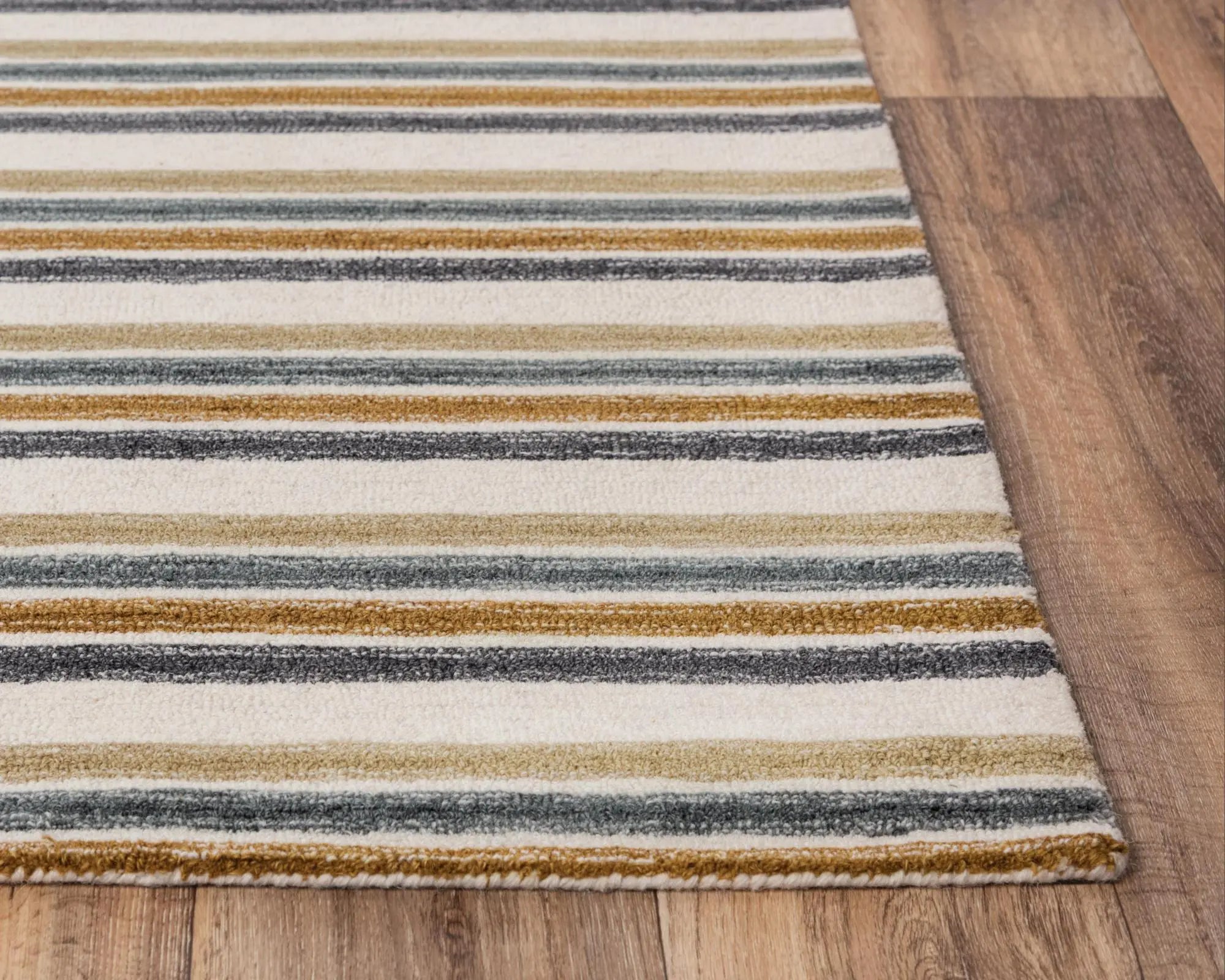 5' X 8' Ivory Beige And Charcoal Wool Striped Hand Tufted Area Rug Homeroots Home Decor