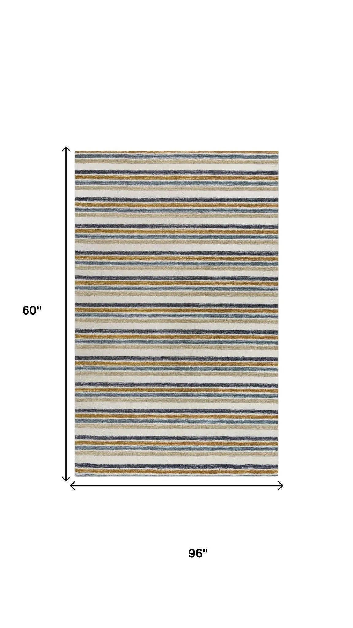 5' X 8' Ivory Beige And Charcoal Wool Striped Hand Tufted Area Rug Homeroots Home Decor
