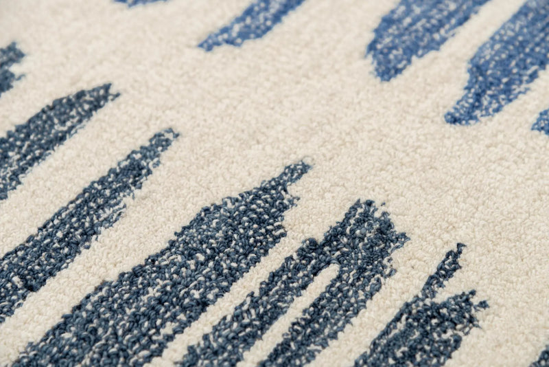 5' X 8' Ivory Blue And Charcoal Wool Striped Hand Tufted Area Rug Homeroots Home Decor
