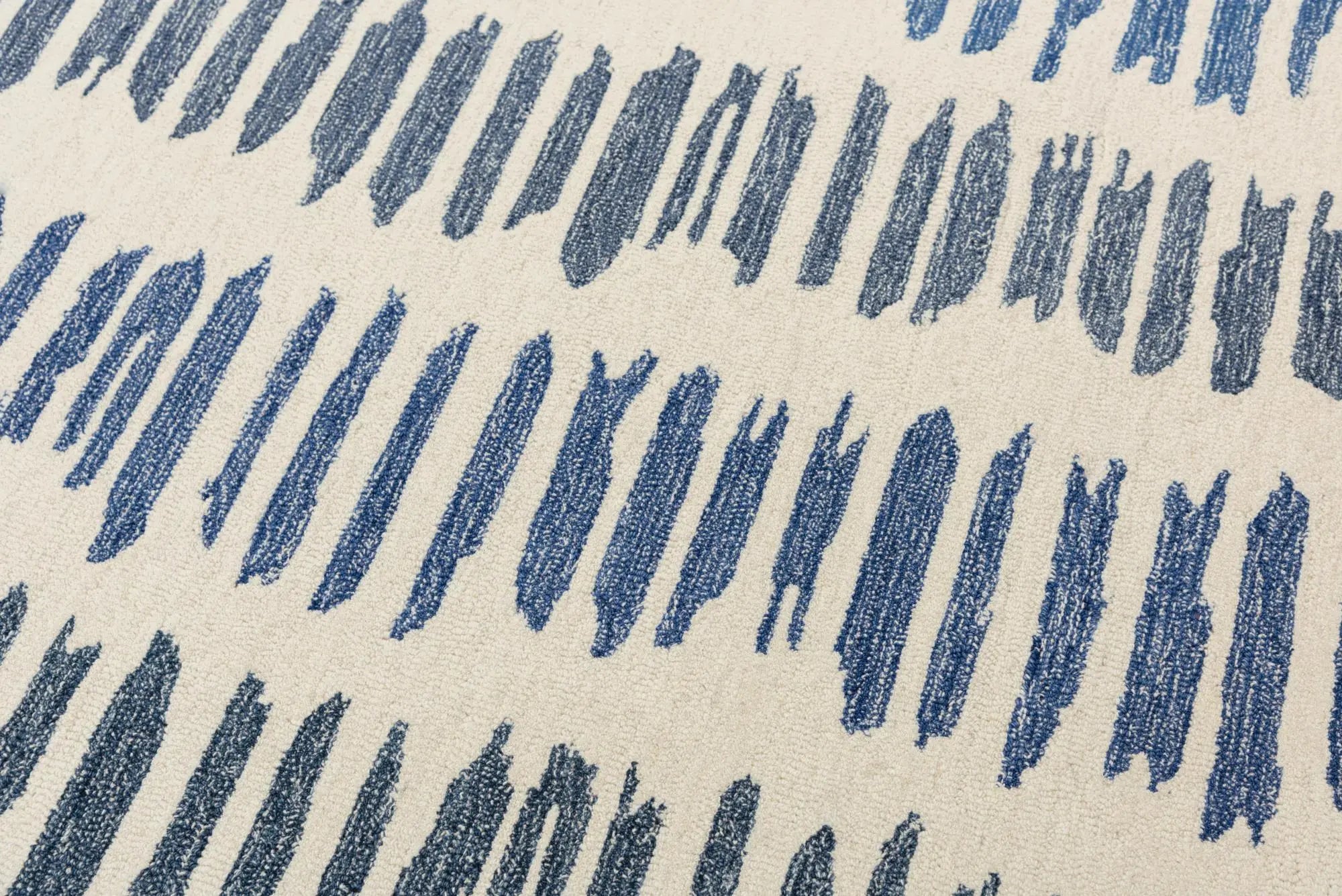 5' X 8' Ivory Blue And Charcoal Wool Striped Hand Tufted Area Rug Homeroots Home Decor