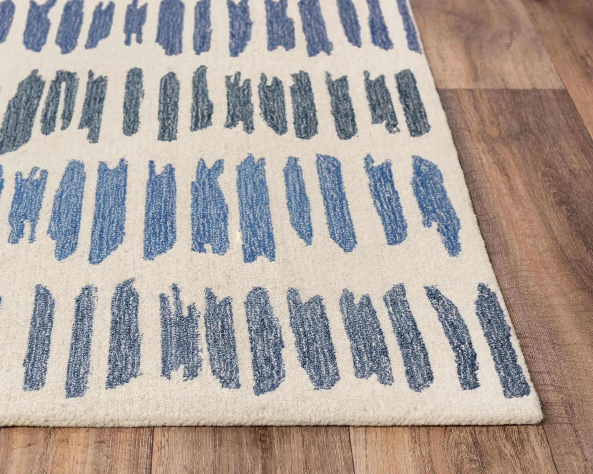 5' X 8' Ivory Blue And Charcoal Wool Striped Hand Tufted Area Rug Homeroots Home Decor