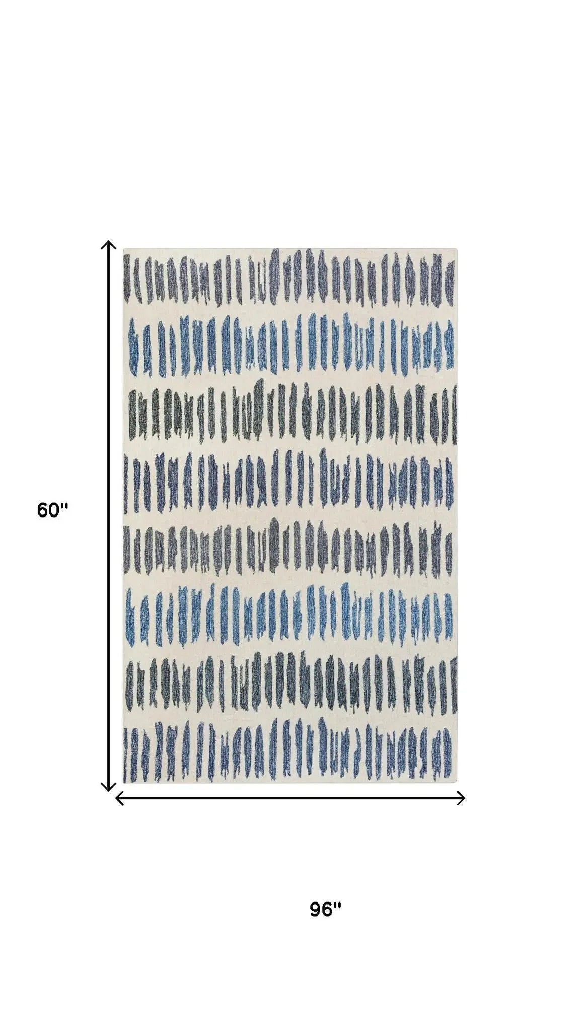 5' X 8' Ivory Blue And Charcoal Wool Striped Hand Tufted Area Rug Homeroots Home Decor