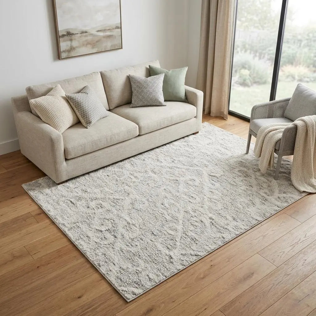 5' X 8' Ivory Gray And Taupe Wool Chevron Hand Tufted Area Rug Homeroots Home Decor