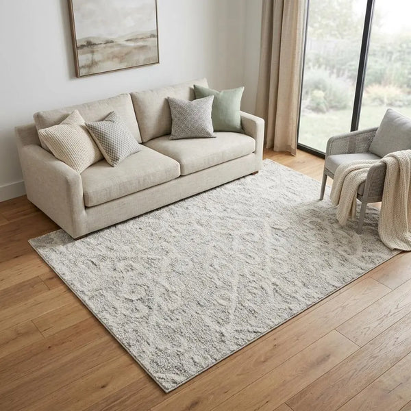 5' X 8' Ivory Gray And Taupe Wool Chevron Hand Tufted Area Rug Homeroots Home Decor