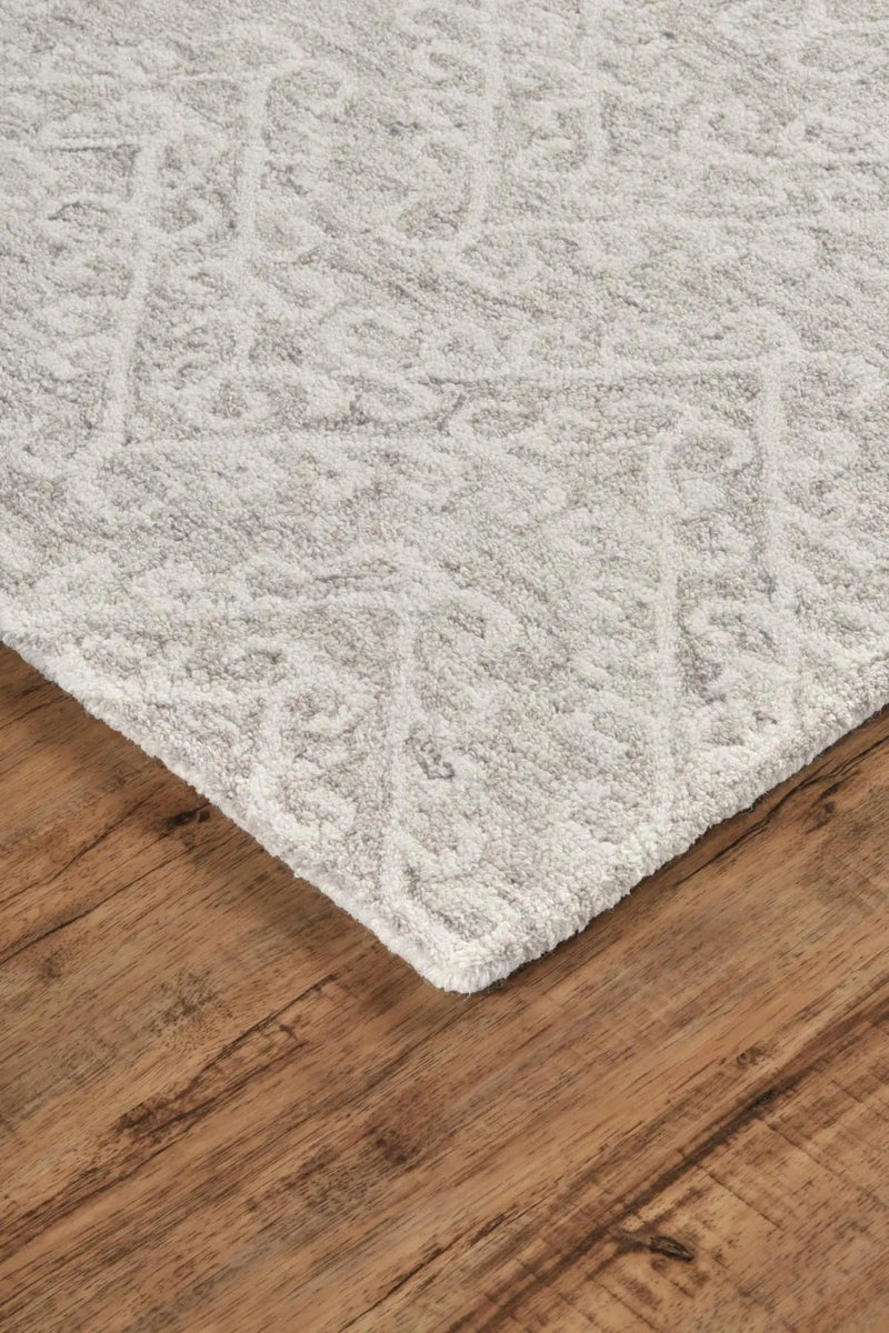 5' X 8' Ivory Gray And Taupe Wool Chevron Hand Tufted Area Rug Homeroots Home Decor