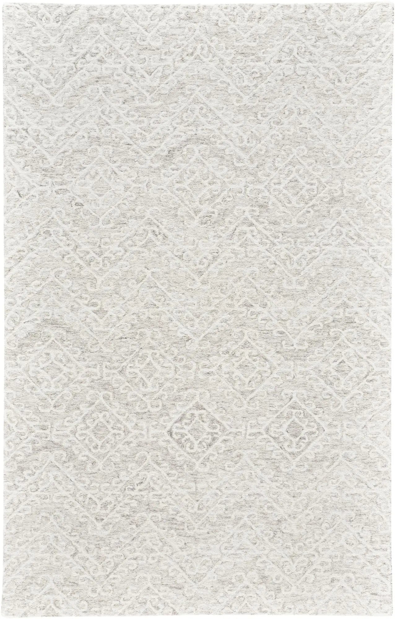 5' X 8' Ivory Gray And Taupe Wool Chevron Hand Tufted Area Rug Homeroots Home Decor