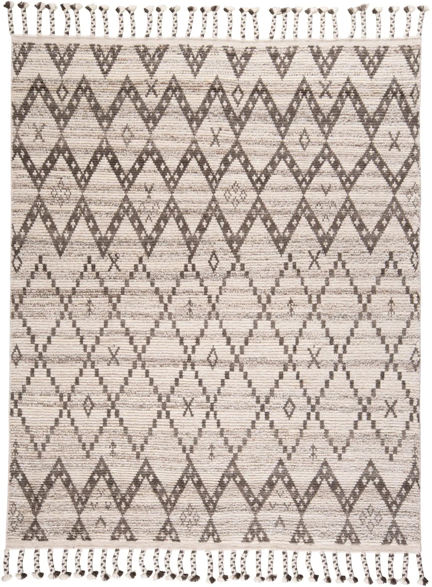 5' X 8' Ivory Gray And Taupe Wool Geometric Hand Knotted Area Rug Homeroots Home Decor