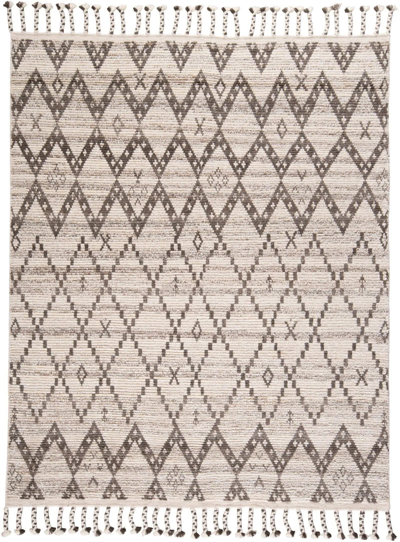 5' X 8' Ivory Gray And Taupe Wool Geometric Hand Knotted Area Rug Homeroots Home Decor