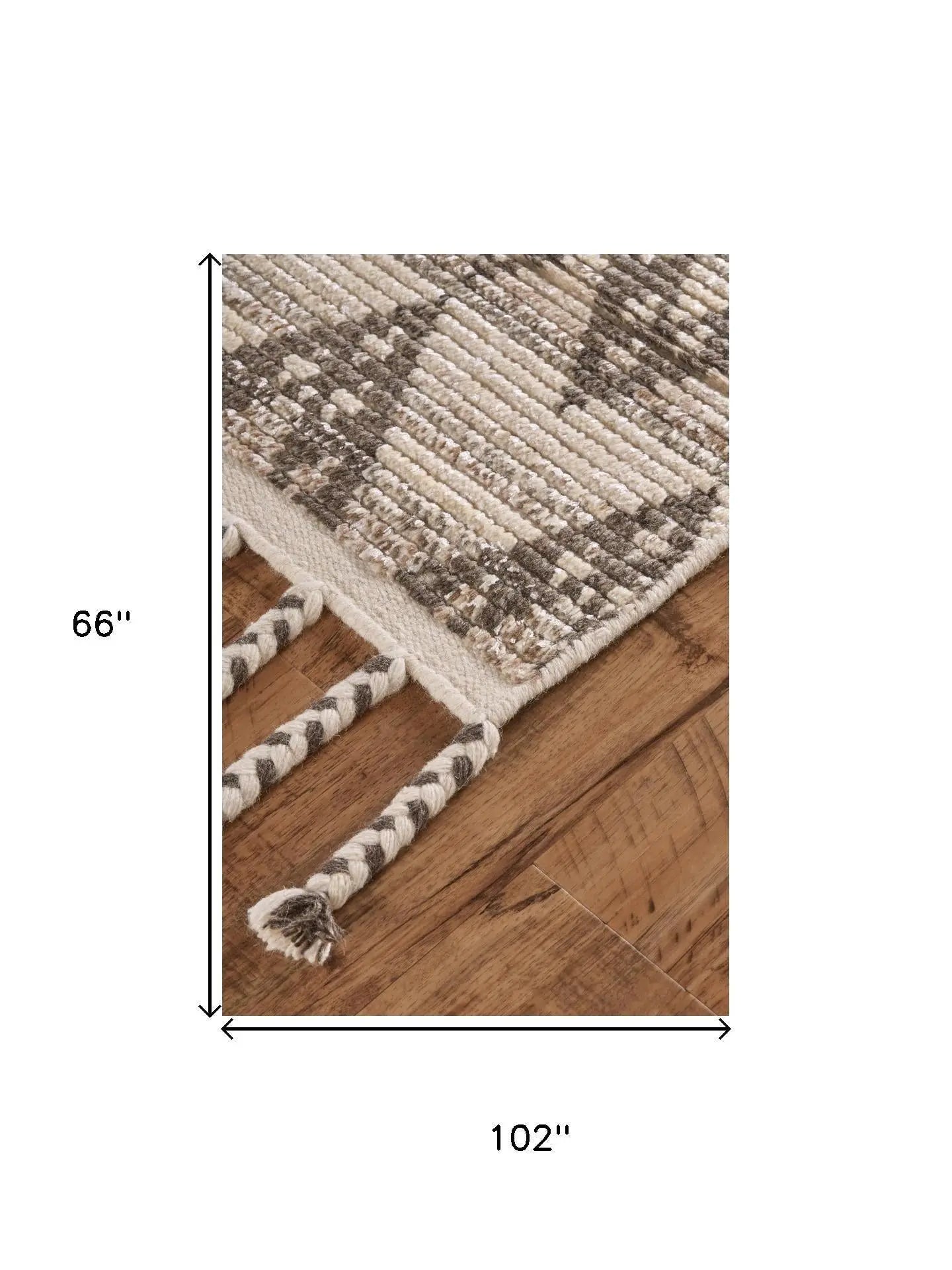5' X 8' Ivory Gray And Taupe Wool Geometric Hand Knotted Area Rug Homeroots Home Decor