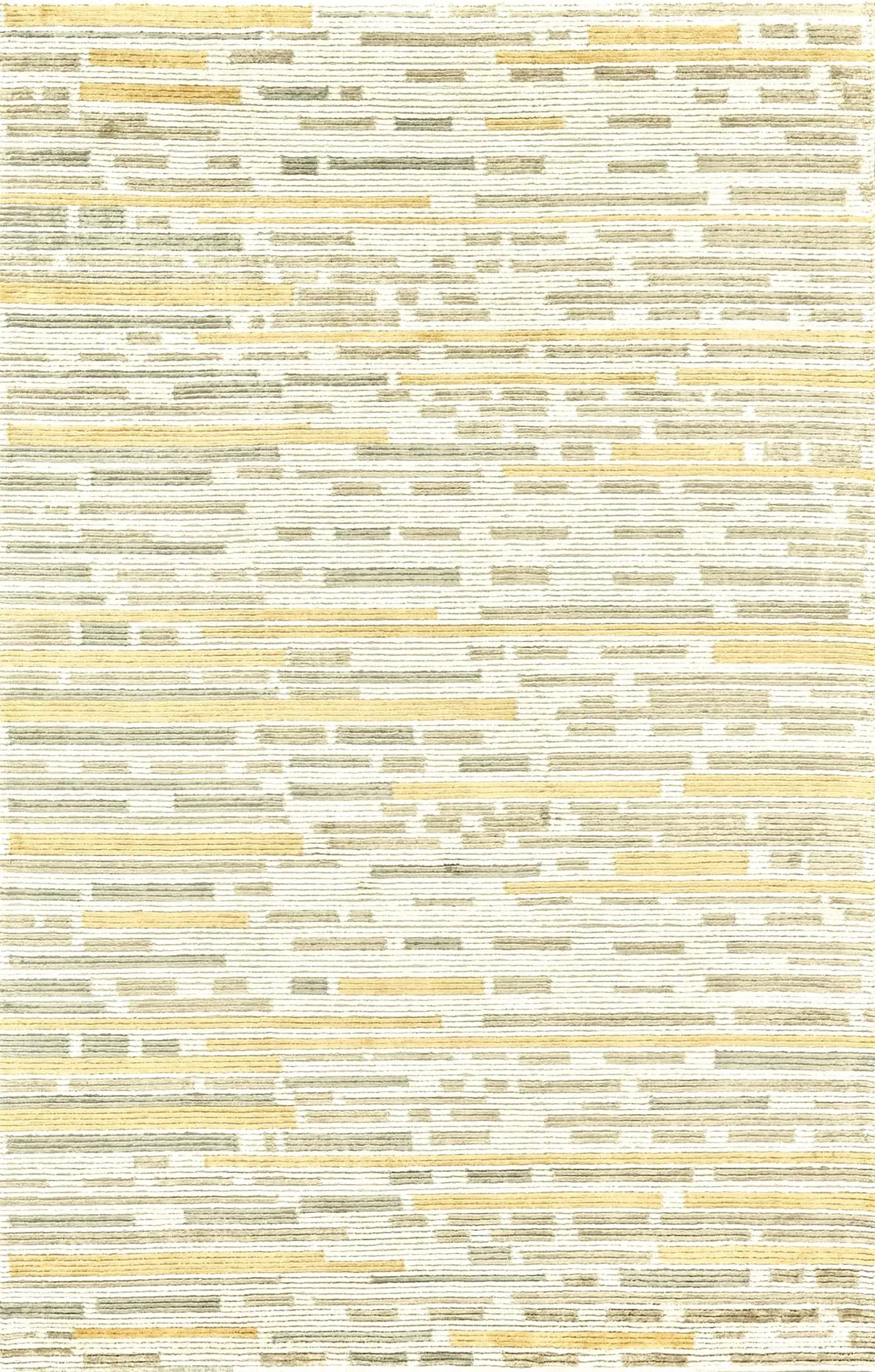 5' X 8' Ivory Green And Yellow Striped Hand Knotted Area Rug Homeroots Home Decor