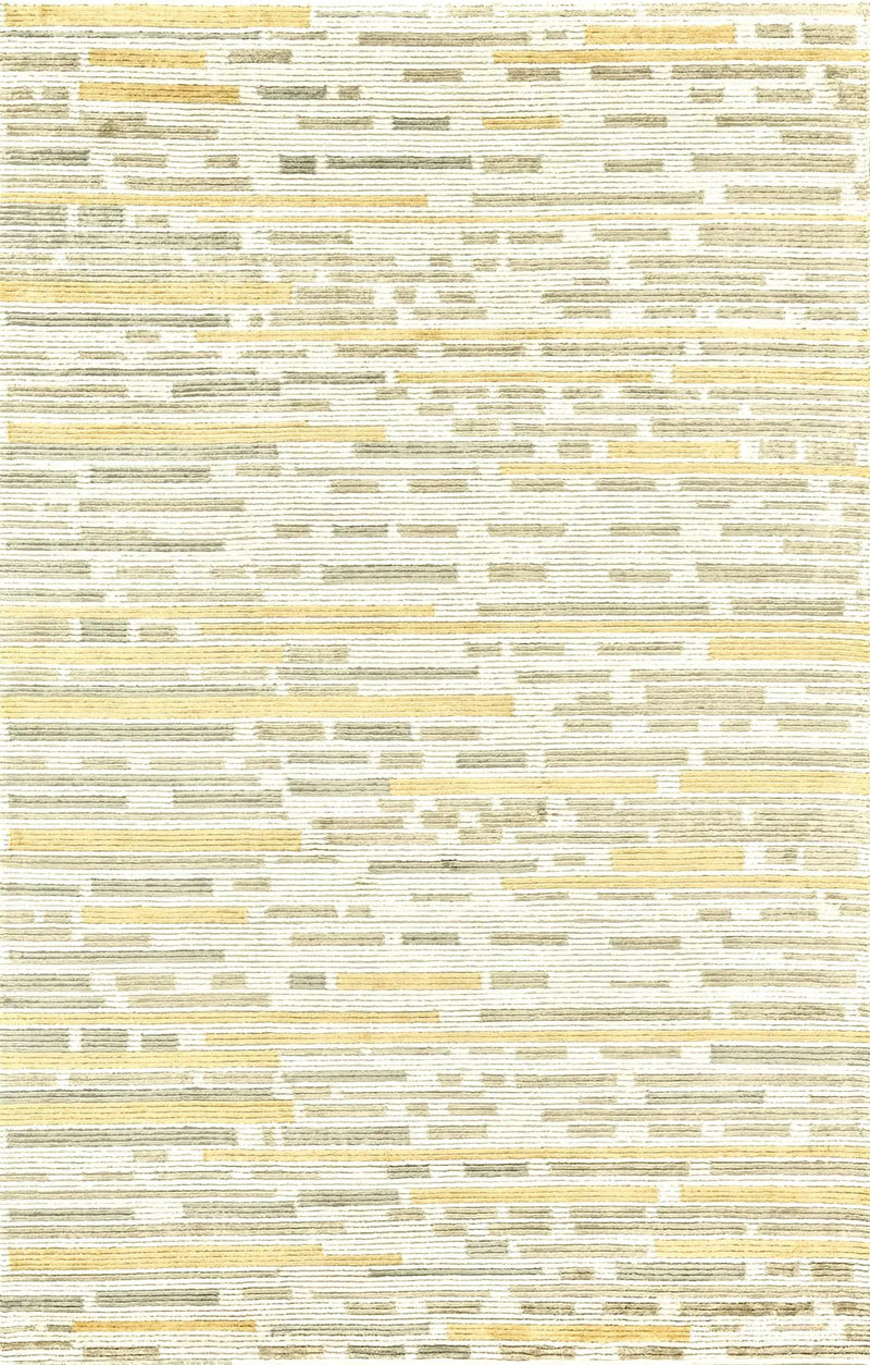 5' X 8' Ivory Green And Yellow Striped Hand Knotted Area Rug Homeroots Home Decor