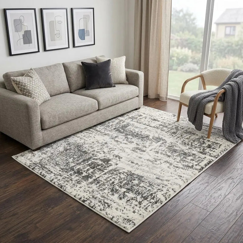 5' X 8' Ivory Silver And Taupe Abstract Area Rug Homeroots Home Decor