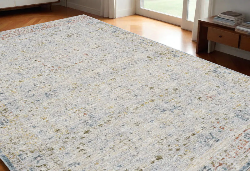 5' X 8' Ivory and Blue Floral Area Rug Homeroots Home Decor