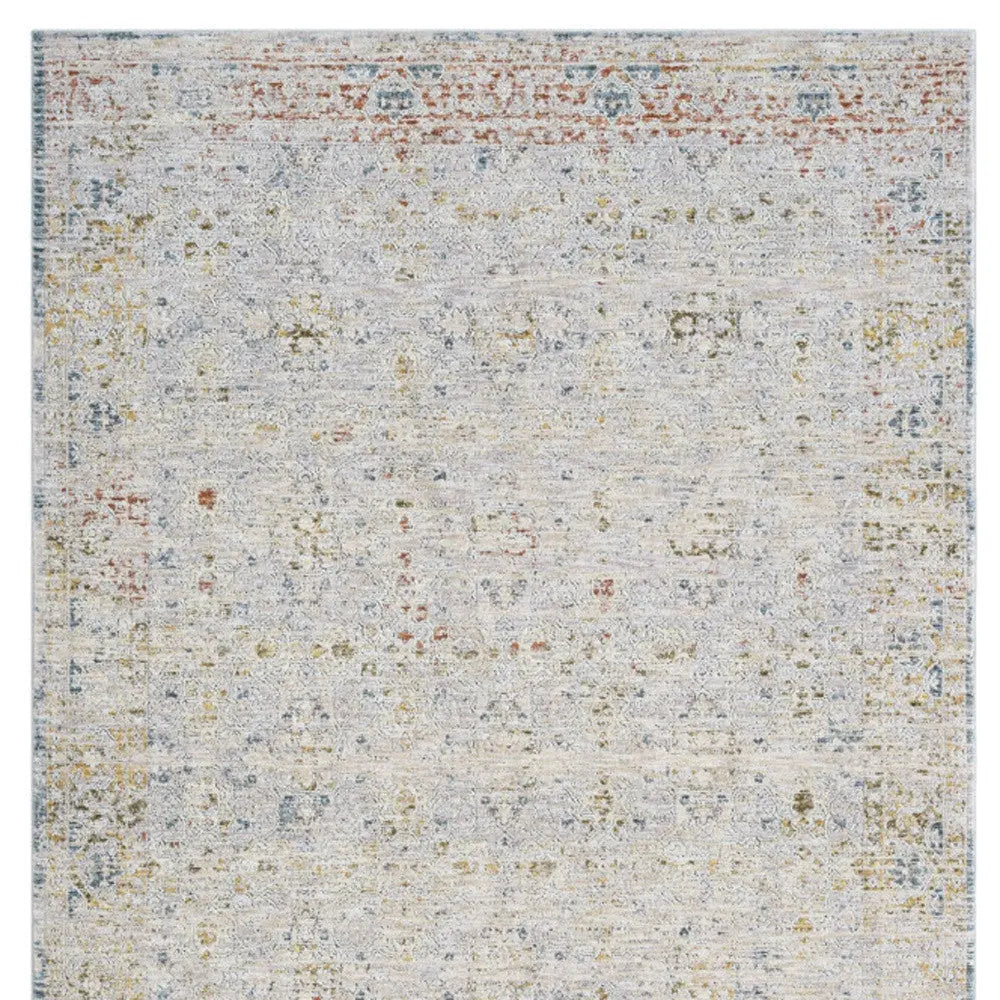 5' X 8' Ivory and Blue Floral Area Rug Homeroots Home Decor